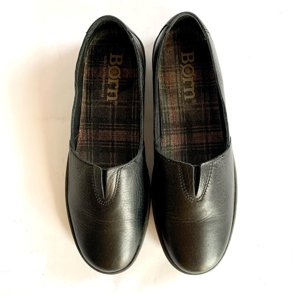 BORN CONGO BLACK LEATHER SLIP-ON COMFORT SHOES LOAFERS. Sz6.5 - Picture 2 of 9